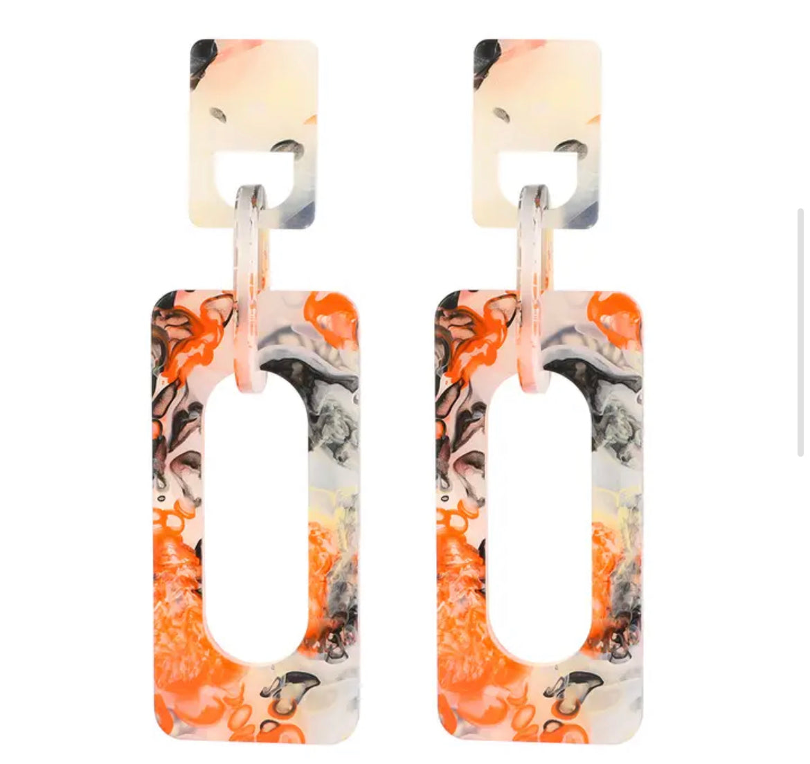 "Aut-omic" Whirl Mosaic Acrylic Linked Earrings