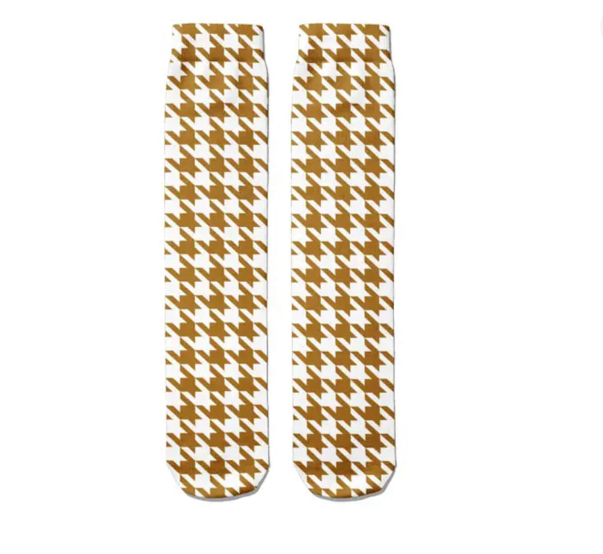 Harper Houndstooth Mid-Calf Accent Socks