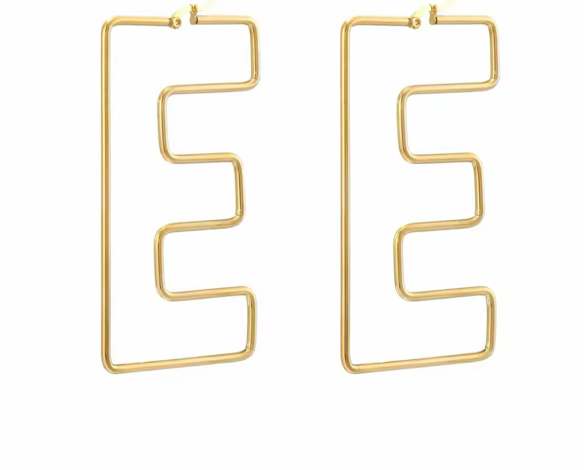 Alphabetically Hooped Golden Hoop Earrings