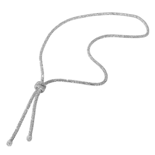 Ice Berg Bling Studded Knot Long Necklace