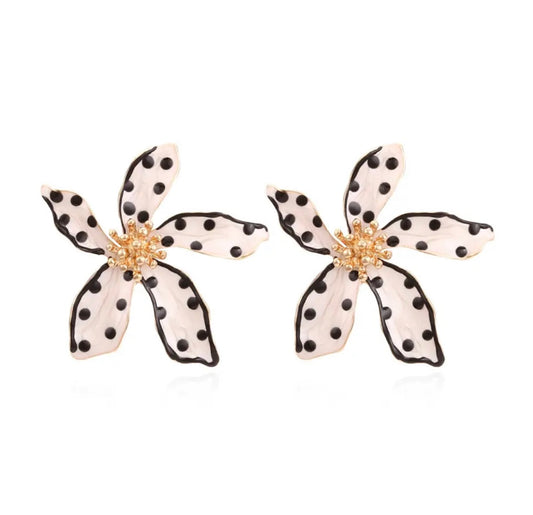 Polka Dot Petals Floral Statement Earrings