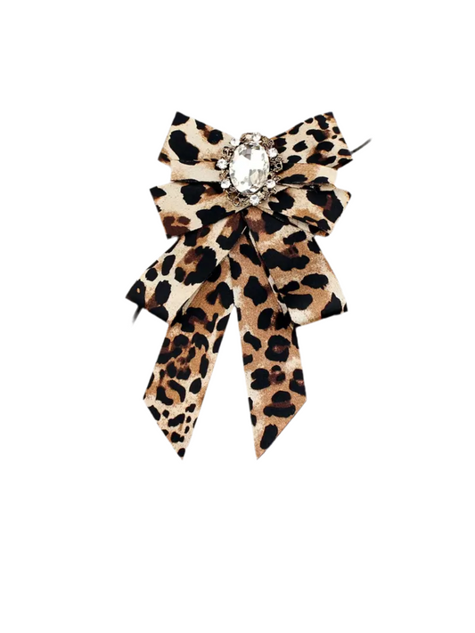 Leo Leopard Vintage Bow Brooch