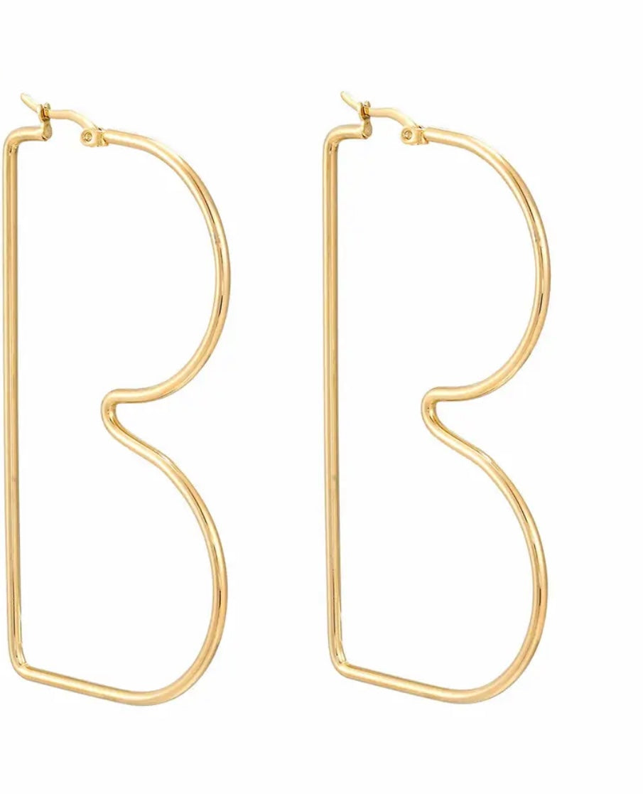 Alphabetically Hooped Golden Hoop Earrings