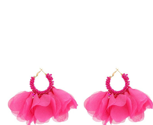 Delicate Petals Textured Hoop Earrings