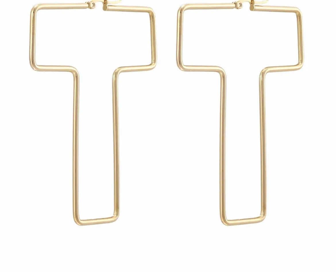 Alphabetically Hooped Golden Hoop Earrings