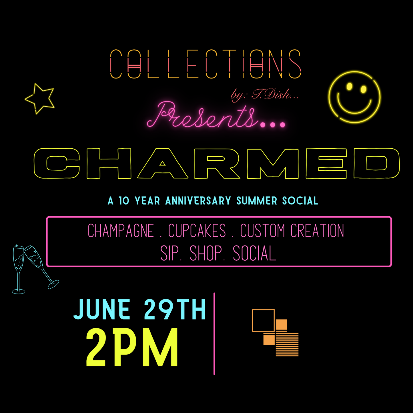 CHARMED X A Collections 10 Year Summer Sip . Shop . Social