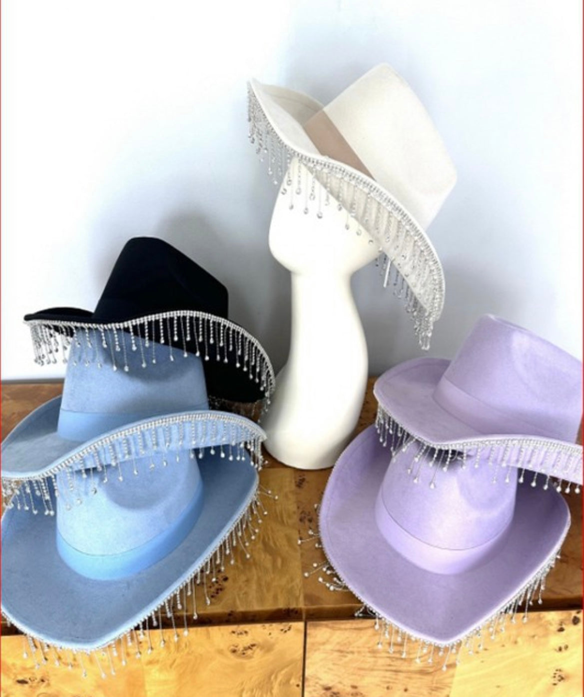 RENAISSANCE Rhinestone Fringe Cowgirl Panama Hat