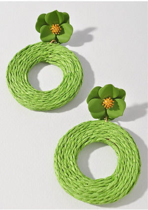 Havana Flower Raffia Statement Earring